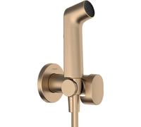 hansgrohe set de bidé S, ducha de bidet con 1 tipo de chorro ahorro de agua (EcoSmart), incl. llave de paso, soporte de ducha y flexo de ducha 1,25 m, para agua caliente, bronce cepillado