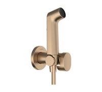 hansgrohe set de bidé S, ducha de bidet con 1 tipo de chorro ahorro de agua (EcoSmart), incl. llave de paso, soporte de ducha y flexo de ducha 1,25 m, para agua fría, bronce cepillado