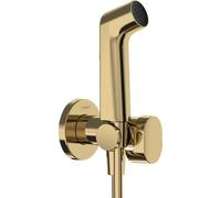 hansgrohe set de bidé S, ducha de bidet con 1 tipo de chorro ahorro de agua (EcoSmart), incl. llave de paso, soporte de ducha y flexo de ducha 1,25 m, para agua caliente, color oro pulido