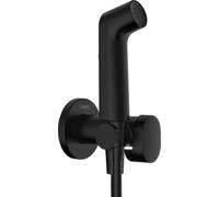 hansgrohe set de bidé S, ducha de bidet con 1 tipo de chorro ahorro de agua (EcoSmart), incl. llave de paso, soporte de ducha y flexo de ducha 1,25 m, para agua caliente, negro mate