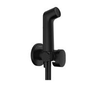 hansgrohe Bidette ducha de mano 1jet S EcoSmart para agua fría, con soporte y flexo de ducha 125cm, 29230670, Color: negro mate
