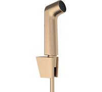 hansgrohe Bidette ducha de mano 1jet S EcoSmart con soporte de ducha Porter S y flexo de ducha 125cm, 29238140, Color: Bronce cepillado