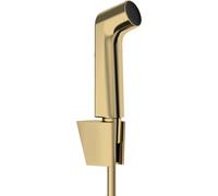 hansgrohe set de bidé S, ducha de bidet con 1 tipo de chorro ahorro de agua (EcoSmart) incl. soporte de ducha y flexo de ducha 1,25 m, sin llave de paso, color oro pulido
