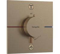 Termostato hansgrohe ShowerSelect Comfort E, empotrado, 2 consumidores, roseta cuadrada, 15572140, Color: Bronce cepillado