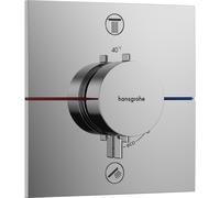 Termostato hansgrohe ShowerSelect Comfort E, empotrado, 2 consumidores, roseta cuadrada, 15572000, Color: cromado