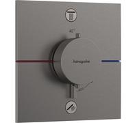 Termostato hansgrohe ShowerSelect Comfort E, empotrado, 2 consumidores, roseta cuadrada, 15572340, Color: Cromo negro cepillado