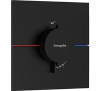 Termostato hansgrohe ShowerSelect Comfort E, empotrado, 1 consumidor, roseta cuadrada, 15574670, Color: negro mate