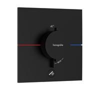 hansgrohe ShowerSelect Comfort E termostato, empotrado, 1 consumidor, una salida adicional, roseta cuadrada, 15575670, Color: negro mate