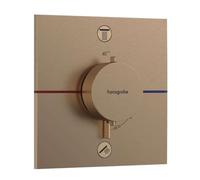 Termostato hansgrohe ShowerSelect Comfort E, empotrado, 2 consumidores, roseta cuadrada, 15572140, Color: Bronce cepillado