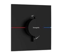 Termostato hansgrohe ShowerSelect Comfort E, empotrado, 1 consumidor, roseta cuadrada, 15574670, Color: negro mate