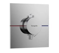 hansgrohe ShowerSelect Comfort E, termostato empotrado , grifo con botón de seguridad (SafetyStop) a 40 °C, termostato rectangular para ducha y bañera, mezclador para 3 funciones, cromo
