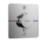 Termostato hansgrohe ShowerSelect Comfort Q, empotrado, 2 consumidores, roseta Soft Edge, con combinación de fusibles, 15586000, Color: cromado