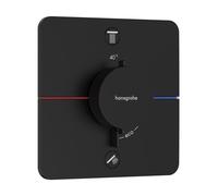 Termostato hansgrohe ShowerSelect Comfort Q, empotrado, 2 consumidores, roseta Soft Edge, 15583670, Color: negro mate