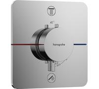 hansgrohe ShowerSelect Comfort Q, termostato empotrado con combinación de seguridad, grifo con botón de seguridad (SafetyStop) a 40 °C, termostato para ducha y bañera, para 2 funciones, cromo