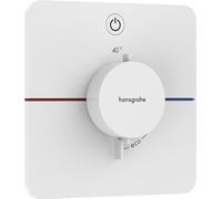 hansgrohe ShowerSelect Comfort Q, termostato empotrado , grifo con botón de seguridad (SafetyStop) a 40 °C, termostato para ducha y bañera, mezclador para 1 función, blanco mate