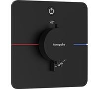 Termostato hansgrohe ShowerSelect Comfort Q, empotrado, 1 consumidor, rosetón Soft Edge, con pulsador, 15581670, Color: negro mate