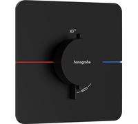 Termostato hansgrohe ShowerSelect Comfort Q, empotrado, 1 consumidor, roseta Soft Edge, 15588670, Color: negro mate