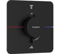 hansgrohe ShowerSelect Comfort Q, termostato empotrado , grifo con botón de seguridad (SafetyStop) a 40 °C, termostato para ducha y bañera, mezclador para 2 funciones, negro mate