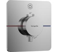 Termostato hansgrohe ShowerSelect Comfort Q, empotrado, 1 consumidor, rosetón Soft Edge, con pulsador, 15581000, Color: cromado