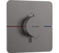 Termostato hansgrohe ShowerSelect Comfort Q, empotrado, 1 consumidor, rosetón Soft Edge, con pulsador, 15581340, Color: Cromo negro cepillado