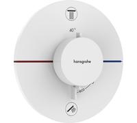 termostato hansgrohe ShowerSelect Comfort S, empotrado, 2 consumidores, roseta redonda, con combinación de fusibles, 15556700, Color: Blanco Mate