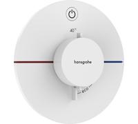 Termostato hansgrohe ShowerSelect Comfort S, empotrado, 1 consumidor, roseta redonda, con pulsador, 15553700, Color: Blanco Mate