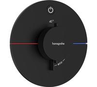 hansgrohe ShowerSelect Comfort S, termostato empotrado , grifo con botón de seguridad (SafetyStop) a 40 °C, termostato redondo para ducha y bañera, mezclador para 1 función, negro mate