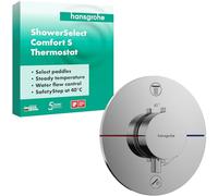 Termostato hansgrohe ShowerSelect Comfort S, empotrado, 2 consumidores, roseta redonda, 15554000, Color: cromado