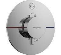 Termostato hansgrohe ShowerSelect Comfort S, empotrado, 1 consumidor, roseta redonda, con pulsador, 15553000, Color: cromado