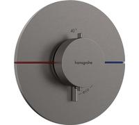 hansgrohe ShowerSelect Comfort S, termostato empotrado , grifo con botón de seguridad (SafetyStop) a 40 °C, termostato redondo para ducha y bañera, mezclador para 3 funciones, cromo negro cepillado