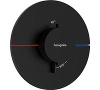 hansgrohe ShowerSelect Comfort S, termostato empotrado , grifo con botón de seguridad (SafetyStop) a 40 °C, termostato redondo para ducha y bañera, mezclador para 3 funciones, negro mate