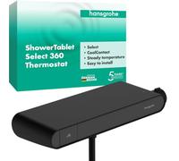 hansgrohe ShowerTablet Select - termostato para ducha empotrado, grifo ducha con botón de seguridad (SafetyStop) a 40 °C, mezclador para 2 funciones, negro mate, 13158670