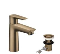 Hansgrohe Talis E Grifo monomando de lavabo 110 con vaciador automático, bronce cepillado, 71710140