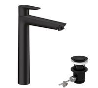 hansgrohe Talis E mezclador monomando de lavabo 240, residuos emergentes, proyección de 183mm, 71716670, Color: Negro Mate