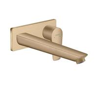 hansgrohe Talis E mezclador monomando de lavabo empotrado, montado en la pared, válvula de colador desbloqueable, proyección de 225mm, 71734140, Color: bronce cepillado
