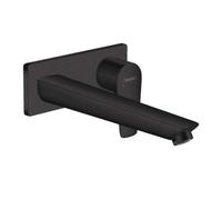hansgrohe Talis E mezclador monomando de lavabo empotrado, montado en la pared, válvula de colador desbloqueable, proyección de 225mm, 71734670, Color: Negro Mate