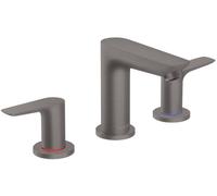 hansgrohe Talis E Mezclador de lavabo de 3 agujeros, residuos emergentes, proyección de 112mm, 71733340, Color: Cromo negro cepillado