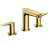 hansgrohe Talis E Mezclador de lavabo de 3 agujeros, residuos emergentes, proyecciÃ³n de 112mm, Color: Ãptica Oro Pulido - 71733990