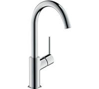 hansgrohe Talis - grifo lavabo con vaciador Push-Open, caño giratorio, grifo monomando lavabo 210 mm, mezclador monomando lavabo ahorro de agua (EcoSmart), cromo, 32082000