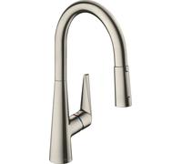 hansgrohe Talis S M51 Monomando de cocina 200, ducha extraíble, 2jet, sBox, 73851800, Color: Acabado en acero inoxidable