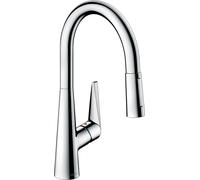hansgrohe Talis S M51 Mezclador monomando de cocina 200, rociador extraíble, 2 chorros, sBox, 73851000, Color: cromado