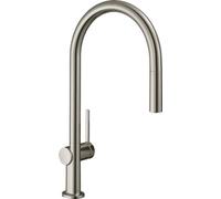 hansgrohe Talis M54 mezclador monomando de cocina 210, caño extraíble, 1 jet, 72802800, Color: Acabado en acero inoxidable