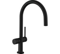 hansgrohe Talis M54 mezclador monomando de cocina 220, vÃ¡lvula de cierre de aparato, 1jet, 72805, Color: Negro Mate - 72805670