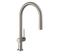 hansgrohe Talis M54 Mezclador monomando de cocina 210, rociador extraíble, 2 tipos de rociado, Eco, 72842800, Color: Acabado en acero inoxidable