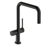 hansgrohe Talis M54 mezclador monomando de cocina U 220, válvula de cierre de aparato, 1jet, 72807340, Color: Cromo negro cepillado