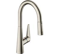 Hansgrohe Talis S M51 Mezclador monomando de cocina 200, ducha extraíble, 2 chorros, color: Acabado en acero inoxidable