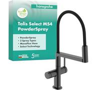 hansgrohe Talis Select M54 PowderSpray - grifo de cocina con ducha extraíble, SemiPro, 3 tipos de chorro, altura del caño 210mm, grifo cocina fregadero, caño giratorio, cromo negro cepillado, 72861340
