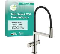 hansgrohe Talis Select M54 PowderSpray - grifo de cocina con ducha extraíble, SemiPro, 3 tipos de chorro, altura del caño 210 mm, con caño giratorio, aspecto de acero inoxidable, 72861800