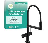 hansgrohe Talis Select M54 PowderSpray - grifo de cocina con ducha extraíble, SemiPro, 3 tipos de chorro, altura del caño 210 mm, grifo cocina fregadero con caño giratorio, negro mate, 72861670