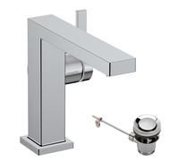 hansgrohe Tecturis E Fine - grifo lavabo con vaciador automático, ahorro de energía (CoolStart), grifo monomando lavabo 133 mm, mezclador monomando lavabo ahorro de agua (EcoSmart+), cromo, 73023000
